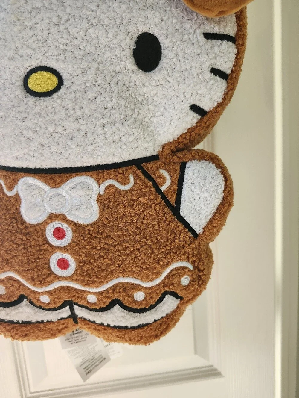 Hello Kitty Gingerbread Plush Pillow - White & Brown